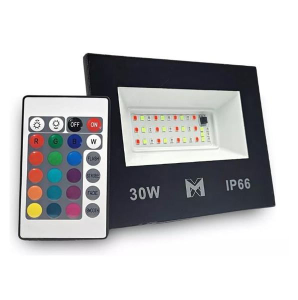 Refletor RGB 30W Holofote Prova D'água - RGB - MX Imagem de Refletor RGB 30W Holofote Prova D'água - RGB