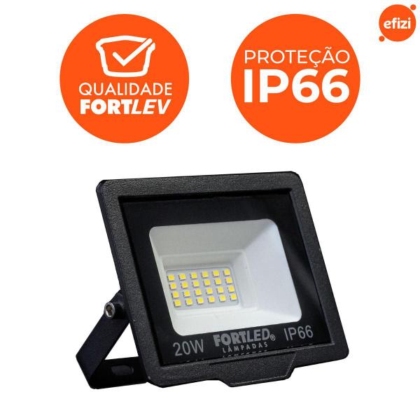 Imagem de Refletor Slim 20W Luz Amarela 3000K Fortled