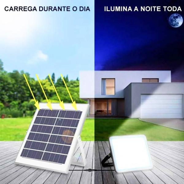 Imagem de Refletor Solar Led 300W Placa Bateria Bivolt Branco Frio