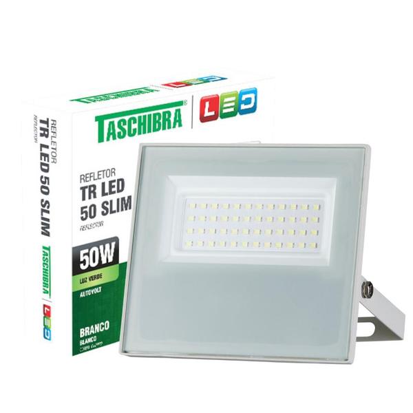 Imagem de Refletor Taschibra Led TR Slim 50W Verde Branco Bivolt