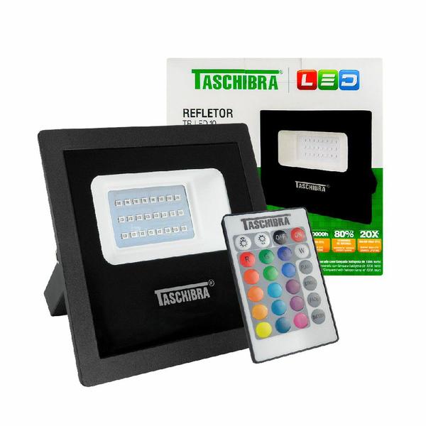 Imagem de Refletor Taschibra TR LED Slim 10W RGB Preto com Controle Remoto - Resist. Água IP65