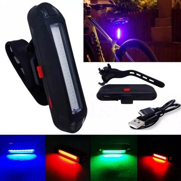 Imagem de Refletor Traseiro Lanterna Farol Bike Usb Recarregável Sinalização