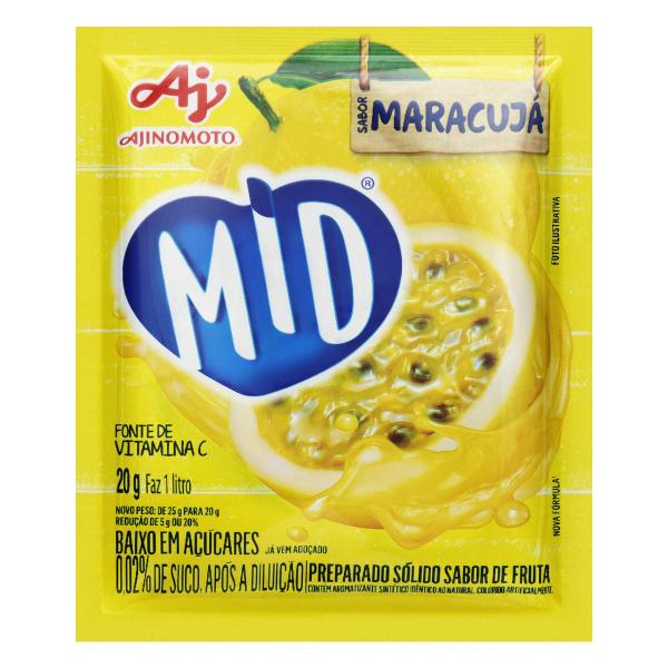 Refresco Em Pó MID Sabor Maracujá 20g Imagem de Refresco Em Pó MID Sabor Maracujá 20g