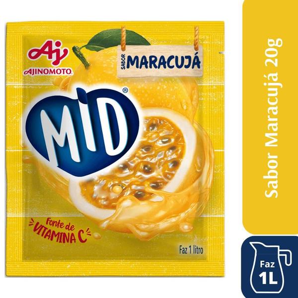 Refresco Em Pó MID Sabor Maracujá 20g Imagem de Refresco Em Pó MID Sabor Maracujá 20g