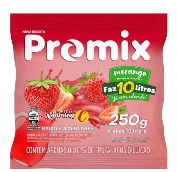 Imagem de Refresco Pó Promix Caixa Com 10 Unidades De 250G - Morango