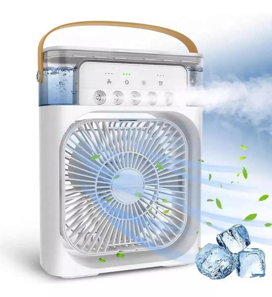 Imagem de Refresque-se com Eficiência: Ventilador Silencioso Portátil com Umidificador de Ar e LED.