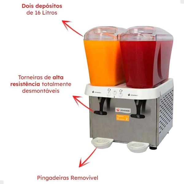 Imagem de Refresqueira Venâncio RV216 2 Cubas De 16 L Aço Inox 220V