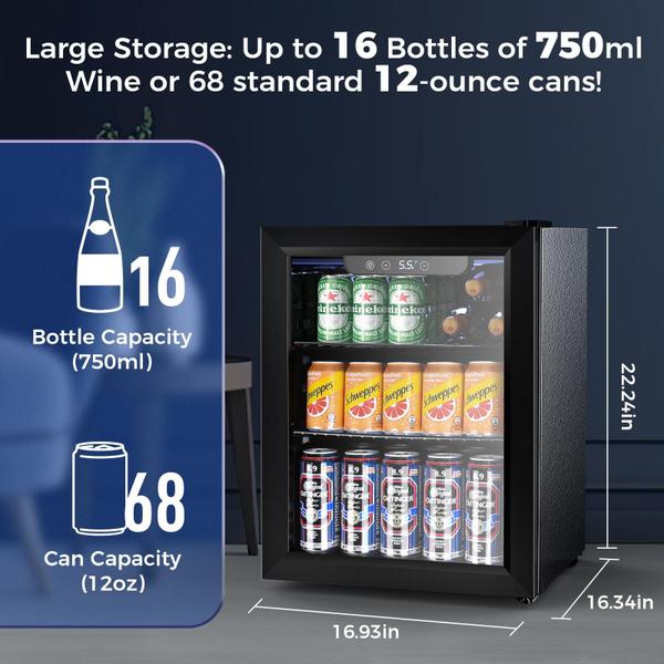 Imagem de Refrigerador de bebidas Electactic 68 latas, minifrigorífico de 1,7 pés cúbicos