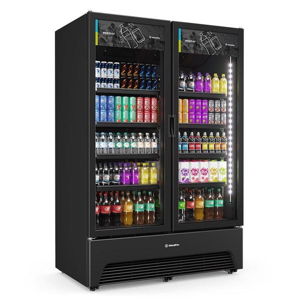 Imagem de Refrigerador Expositor Vertical Bebidas Duas Portas Vidro 1164l Vbm3ah All Black Bivolt - Metalfrio