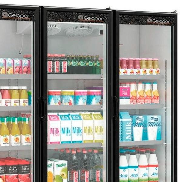 Refrigerador/ Expositor Vertical Conveniência GCVR-1450 PR - Preto 1468 Litros Iluminação LED Degelo Automático - Gelopar Imagem de Refrigerador/ Expositor Vertical Conveniência GCVR-1450 PR - Preto 1468 Litros Iluminação LED Degelo Automático - Gelopar