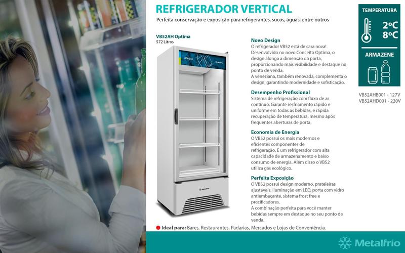 Imagem de Refrigerador Expositor Vertical Metalfrio 572 Litros VB52AH 220V Optima