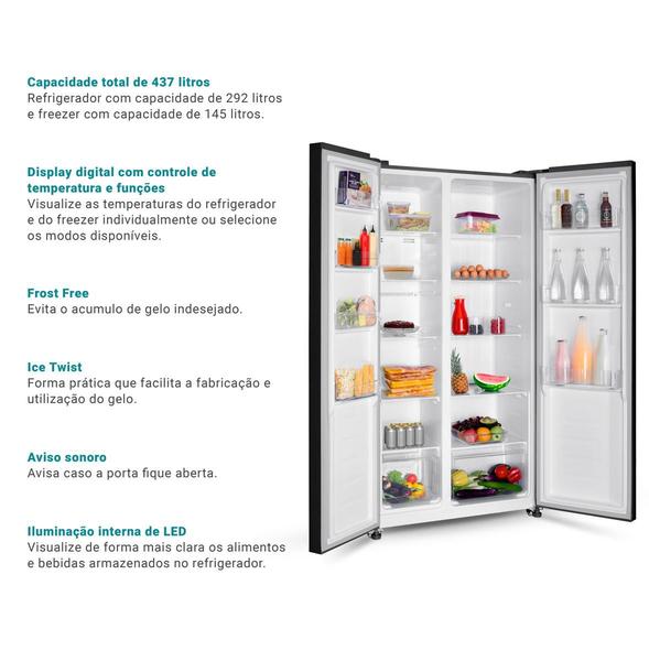 Refrigerador/Geladeira 437L Side By Side Philco PRF535I Imagem de Refrigerador/Geladeira 437L Side By Side Philco PRF535I