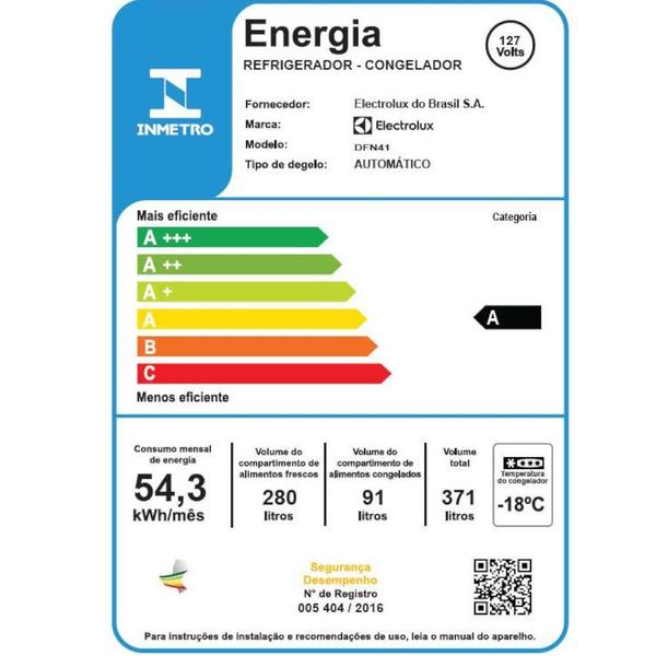 Imagem de Refrigerador / Geladeira Electrolux DFN41 2 Portas Frost Free 371L