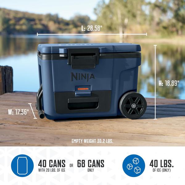 Refrigerador Ninja FrostVault 45L com rodas com zona seca azul
