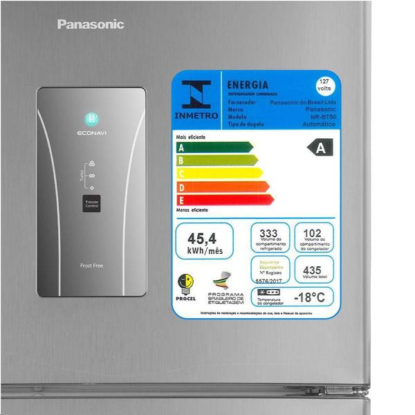 Imagem de Refrigerador Panasonic BT50 Top Freezer 2 Portas Frost Free 435L Aço Escovado 220V NR-BT50BD3XB