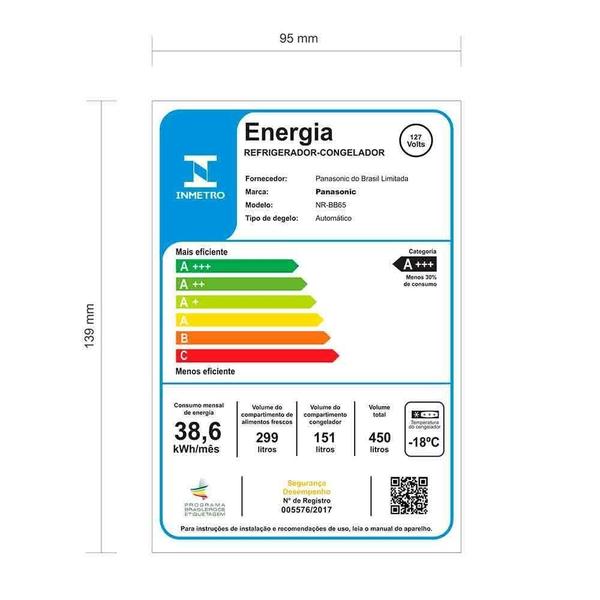 Imagem de Refrigerador Panasonic de 02 Portas Frost Free com 450 Litros Bottom Freezer Espelhado - NRBB65GV