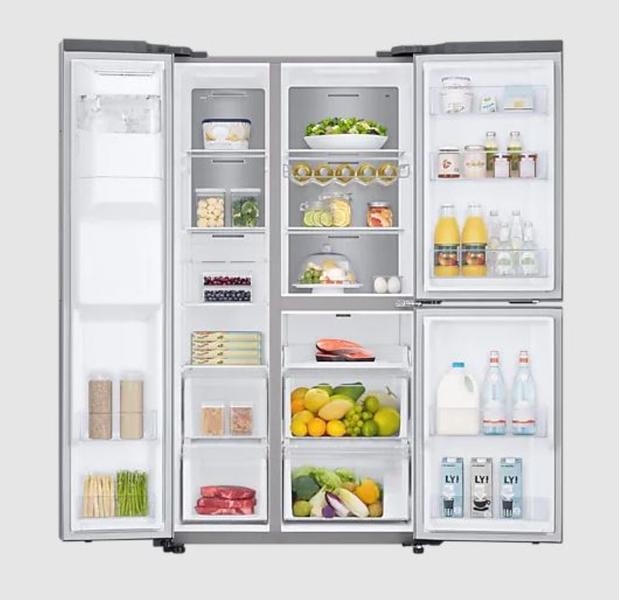 Imagem de Refrigerador samsung side by side rs65 com dispenser de água e gelo e flexzone 601l em inox 127v rs65r5691m9/az