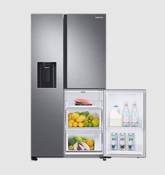 Imagem de Refrigerador samsung side by side rs65 com dispenser de água e gelo e flexzone 601l em inox 127v rs65r5691m9/az