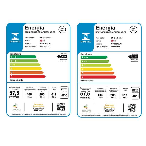 Imagem de Refrigerador Side by Side LG de 02 Portas Frost Free com 611 Litros UVnano Aço Escovado - GC-L257SLP