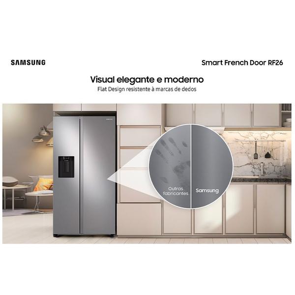 Imagem de Refrigerador Smart French Door RF26 Samsung Frost Free All Around Cooling 550 Litros Inox Look - RF26CG7400SRAZ