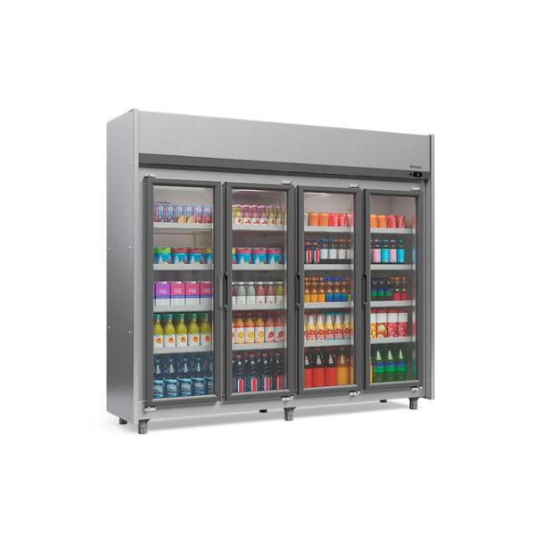 Imagem de Refrigerador Vertical Auto Serviço 1580 litros Tipo Inox com Led  Frost Free  GEAS-4 TI 4 Portas Gelopar