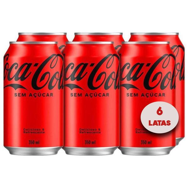 Imagem de Refrigerante Coca Cola Sem Açucar Lata 350Ml (6 Latas)