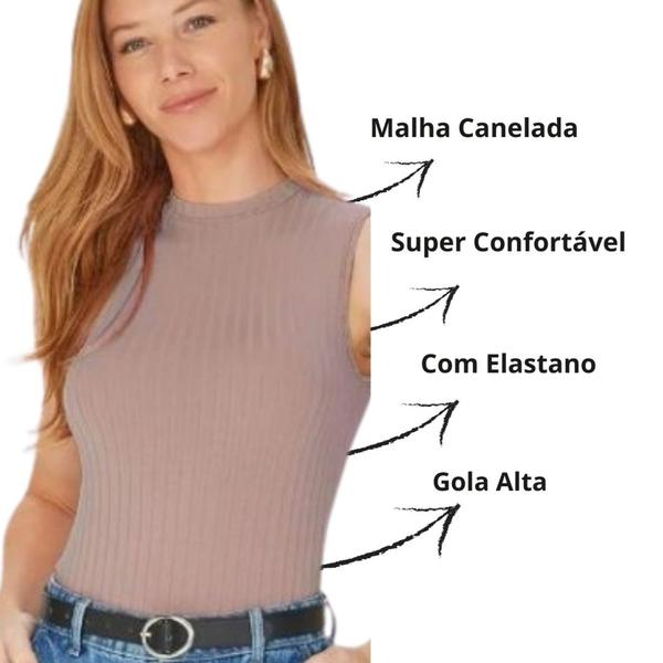 Imagem de Regata Básica Feminina Gola Alta Em Canelado De Viscose Malwee