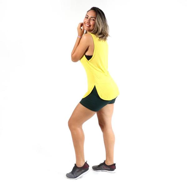Regata Feminina DryFit Comprida Fitness Recorte lateral tapa bumbum - Bem Fit Imagem de Regata Feminina DryFit Comprida Fitness Recorte lateral tapa bumbum