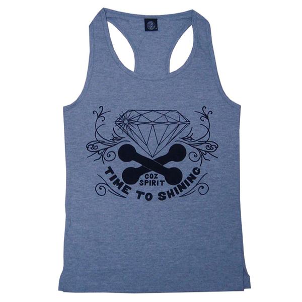 Regata feminina fitness Goz Spirit model Time To Shining Cinza mescla - Goz Spirit Fit & Gym Co. Imagem de Regata feminina fitness Goz Spirit model Time To Shining Cinza mescla