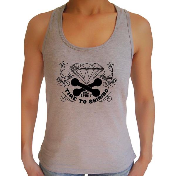 Regata feminina fitness Goz Spirit model Time To Shining Cinza mescla - Goz Spirit Fit & Gym Co. Imagem de Regata feminina fitness Goz Spirit model Time To Shining Cinza mescla