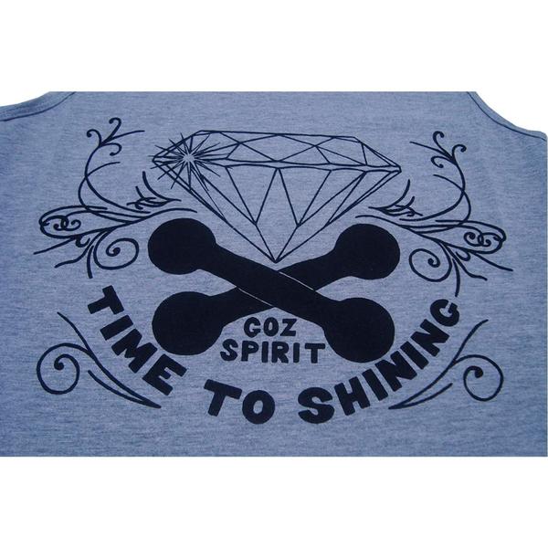 Regata feminina fitness Goz Spirit model Time To Shining Cinza mescla - Goz Spirit Fit & Gym Co. Imagem de Regata feminina fitness Goz Spirit model Time To Shining Cinza mescla