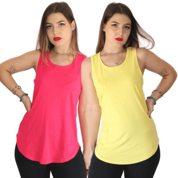Regata Feminina Nadador Longline Viscolycra Tapa Bumbum Moda Academia Fitness Kit 2 Cores Combinadas Linha Calor - Aristem Imagem de Regata Feminina Nadador Longline Viscolycra Tapa Bumbum Moda Academia Fitness Kit 2 Cores Combinadas Linha Calor