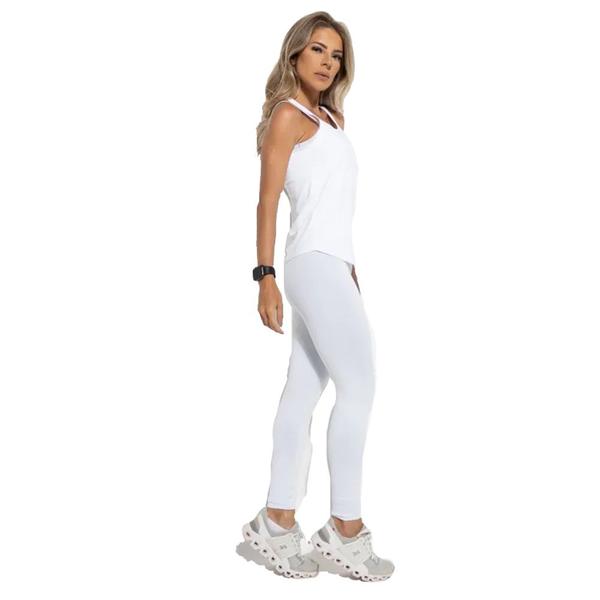 Imagem de Regata Fit Feminino Nadador Cobre Bumbum Branca Amplifit