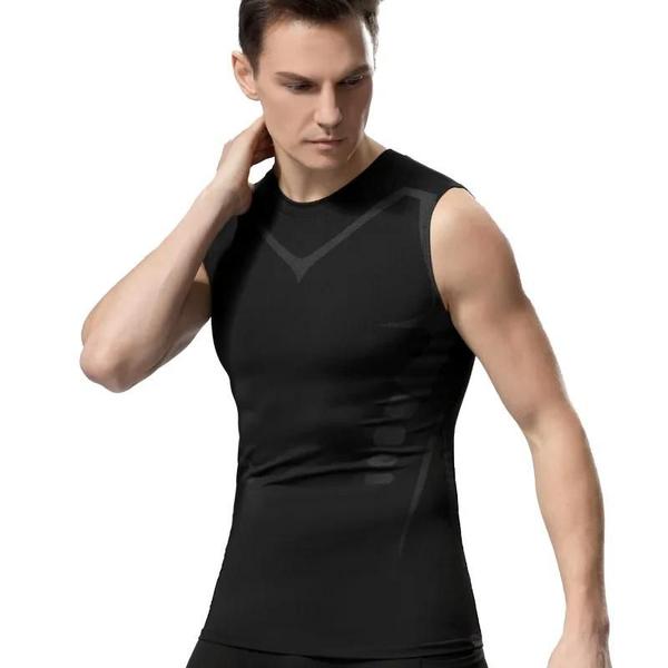 Regata Fitness Masculina Sem Mangas - Compressão, Secagem Rápida Imagem de Regata Fitness Masculina Sem Mangas - Compressão, Secagem Rápida