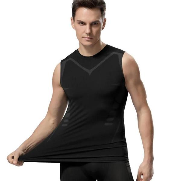 Regata Fitness Masculina Sem Mangas - Compressão, Secagem Rápida Imagem de Regata Fitness Masculina Sem Mangas - Compressão, Secagem Rápida