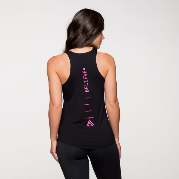 Imagem de Regata Fitness Viscolycra Preta Estampada nas Costas Believe