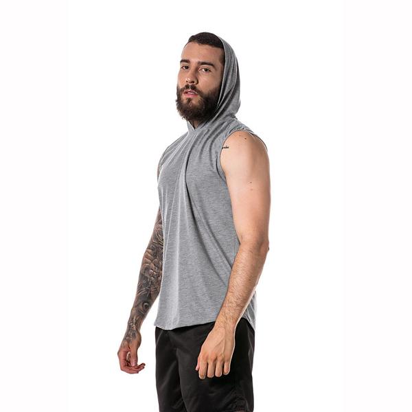 Imagem de Regata Masculina Cinza Capuz Oversized Longline Academia