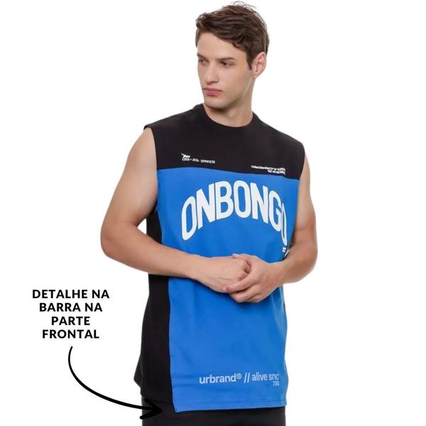 Imagem de Regata Masculina Especial Onbongo Machão Preta e Azul ON279 Preto