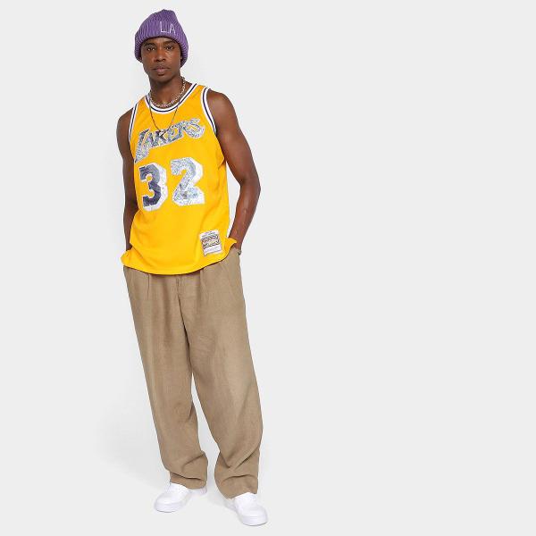 Imagem de Regata NBA Los Angeles Lakers Mitchell e Ness 75th Anni Jersey Magic Johnson Masculina