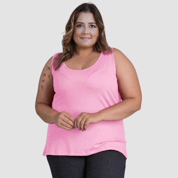 Imagem de Regata Plus Size Feminina Algodão Blusa Academia Basica Lisa Coloridas