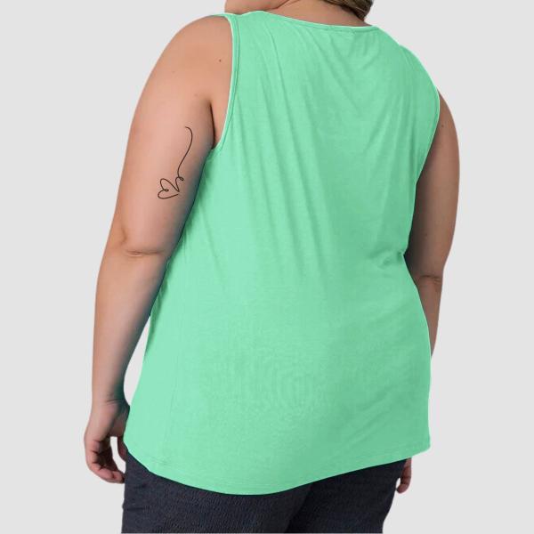 Imagem de Regata Plus Size Feminina Algodão Blusa Academia Basica Lisa Coloridas