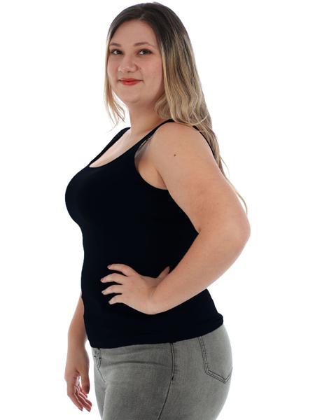 Imagem de Regata Plus Size Feminina Lisa Fitness Poliamida Preta