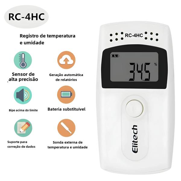 Imagem de Registrador de Temperatura e Umidade Mini USB - Alta Precisão