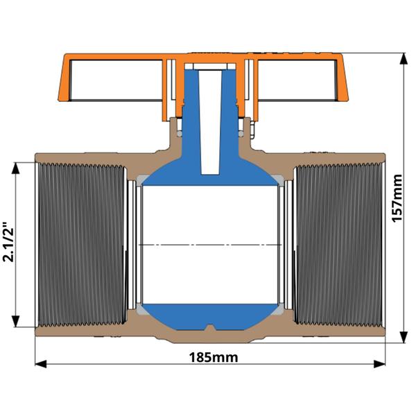 Imagem de Registro De Esfera Com Rosca Pvc Com Bitola De 2.1/2" Com Sistema TAQ E V.A.R