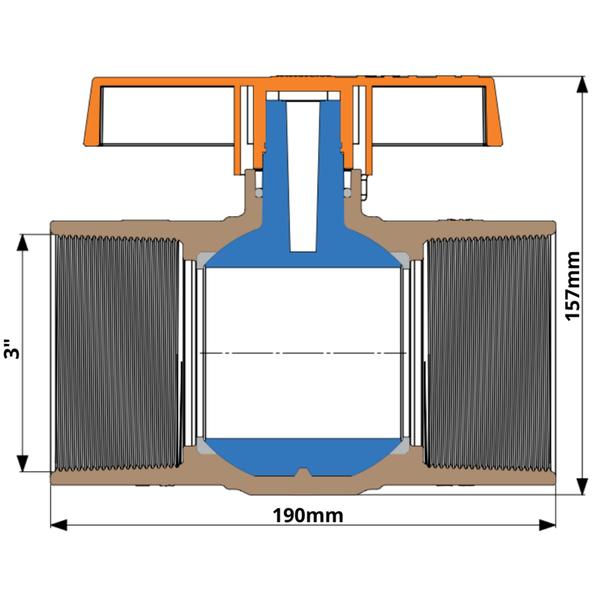 Imagem de Registro De Esfera Com Rosca Pvc Com Bitola De 3" Com Sistema TAQ E V.A.R