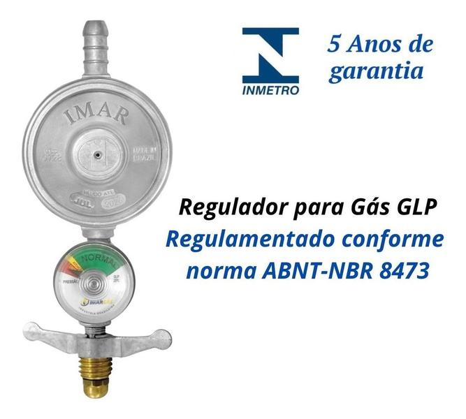 Imagem de Registro De Gas para Fogao Regulador de Cozinha Botijão 13Kg Com Manometro Visor para Forno