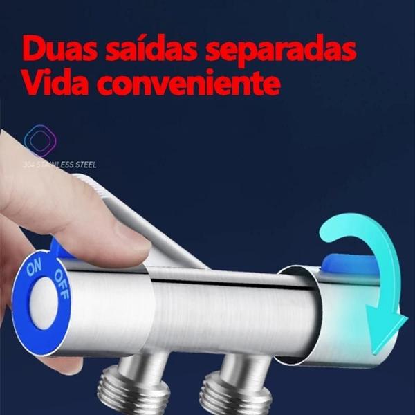 Imagem de Registro de Válvula Duplo/único de Banheiro Torneira em Inox Para vaso sanitário e ducha higiênica