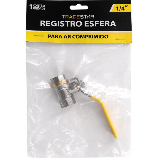 Imagem de Registro Esfera 1/4" P/ Ar Comprimido Em Latão Tradestar