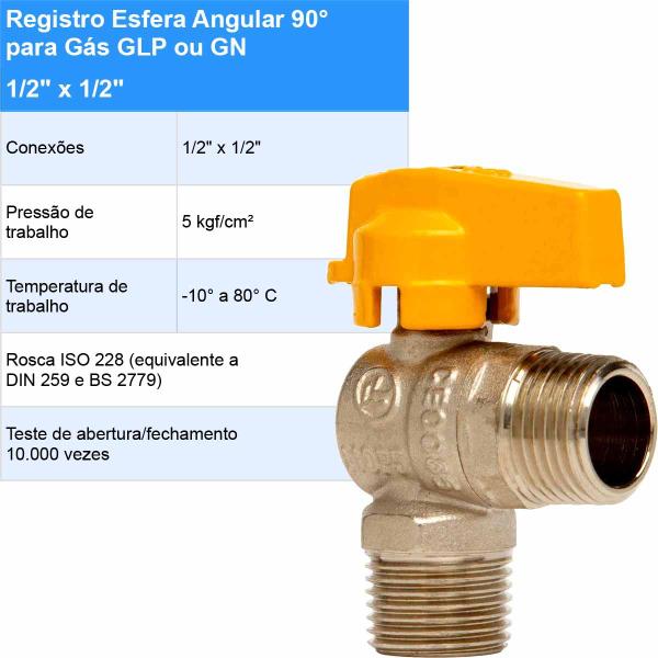 Imagem de Registro Esfera ANGULAR 1/2 NPT x 1/2 NPT