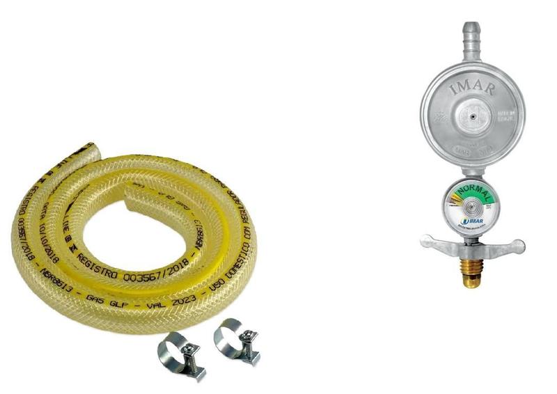 Imagem de Registro Gás 1Kg Com Manômetro + Mangueira 4M + Abraçadeira